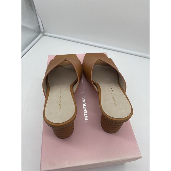 New INTENTIONALLY BLANK Kamika Slip On Leather Heeled Mules Canyon Brown‎ 10M - Picture 5 of 7